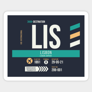 Lisbon (LIS) Airport Code Baggage Tag Sticker